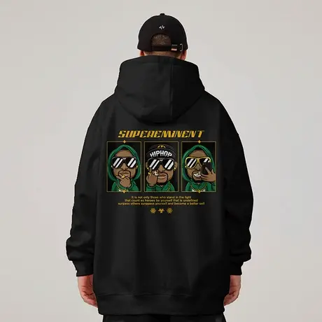 美式复古嘻哈大码卫衣男装ins纯棉重磅做旧高街外套加绒春秋冬季商品大图