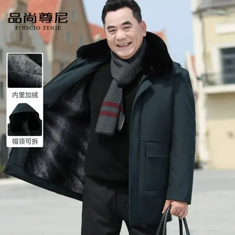 老年人羽绒棉服男爸爸冬装可脱卸毛领大口袋工装棉衣宽松保暖外套图片