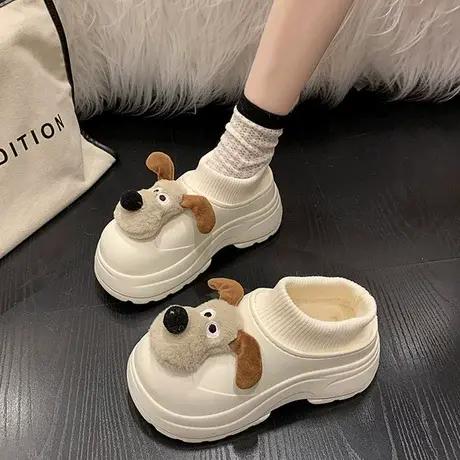 包跟棉拖鞋女冬天居家室内厚底防滑加绒保暖可爱卡通学生防水棉鞋商品大图