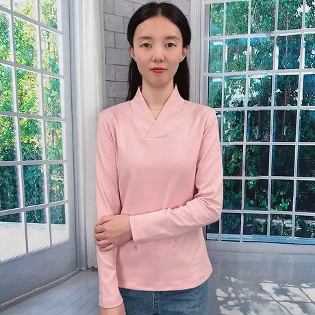 v领打底衫女冬女士棉质秋衣女款长袖内搭上衣冬季女式秋款t恤商品大图