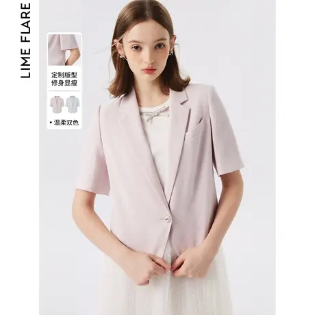 莱茵福莱尔简约气质短款透气外套2023夏季奥莱设计感短袖西装外搭图片