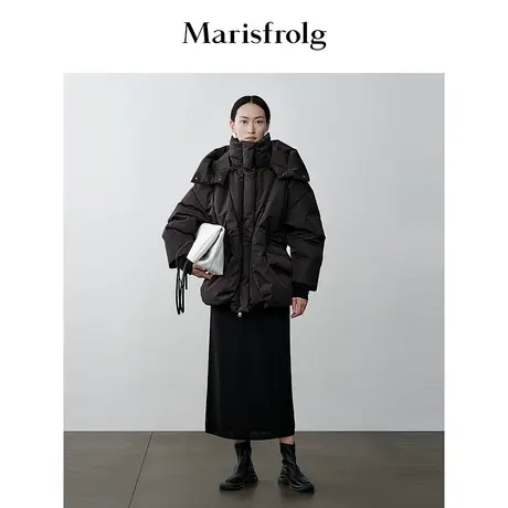 【商场同款】玛丝菲尔冬季新款黑色立领鹅绒加厚羽绒服商品大图