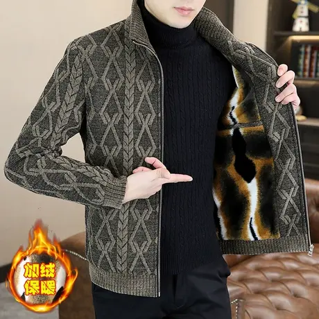 秋冬季加绒毛呢夹克男士立领休闲高端雪尼尔短款呢子大衣加厚外套图片