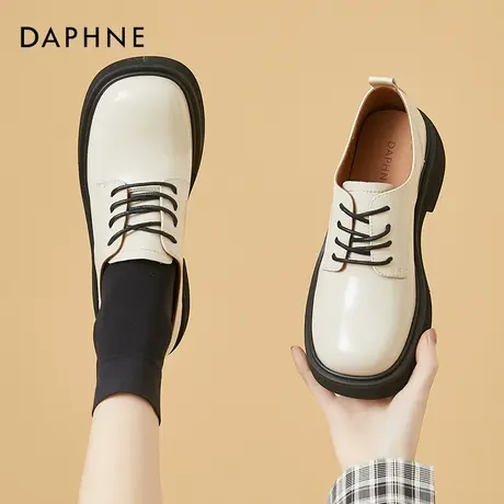 达芙妮系带小皮鞋女英伦风2022年新款乐福大头鞋复古夏季法式单鞋图片
