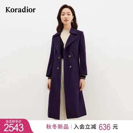 珂莱蒂尔女装2024春季新款通勤百搭双排扣修身风衣外套中长款图片