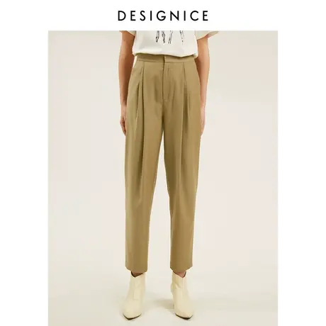 迪赛尼斯裤子女装秋新款通勤薄款高腰羊毛长裤休闲裤女商品大图