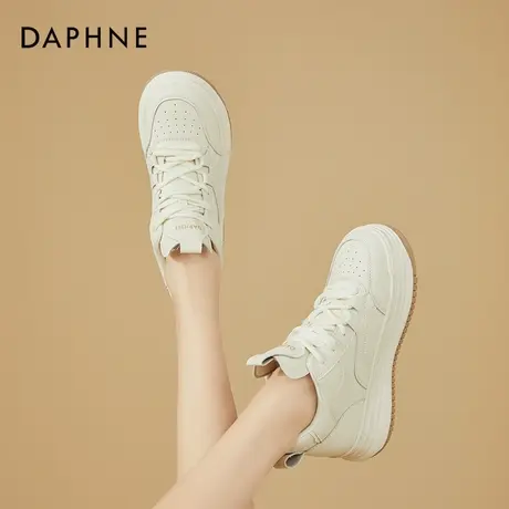 达芙妮2023秋季新款厚底小白鞋女休闲增高舒适板鞋透气轻便高帮鞋商品大图