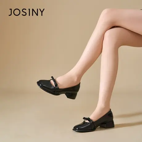 卓诗尼黑色玛丽珍鞋女2024春鞋气质风增高舒适百搭jk小皮鞋甜美风商品大图