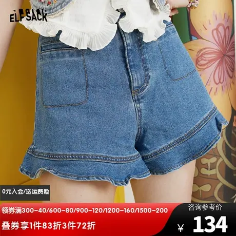 妖精的口袋高腰牛仔短裤女2023夏季新款a字小个子宽松薄款热裤潮商品大图