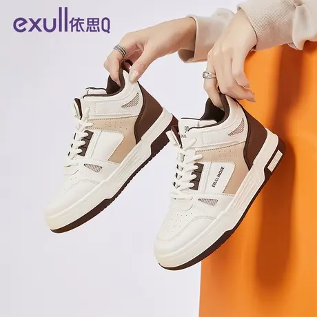 exull/依思Q高帮鞋女秋冬季2023新款板鞋厚底百搭爆款女子运动鞋图片