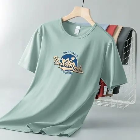 莫代尔短袖t恤男装2023新款冰丝凉感透气速干圆领半袖夏季打底衫商品大图