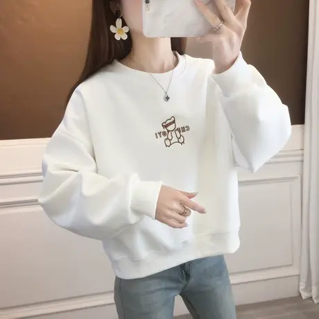 圆领加绒卫衣女小个子秋冬2023新款爆款女士短款外套减龄上衣洋气图片