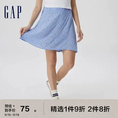 Gap女装夏季2023新款洋气高腰修身A字型半身裙671509轻薄短裙图片