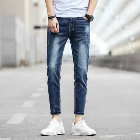 秋冬男士九分裤牛仔裤透气修身小脚潮流百搭薄款弹力青少年韩风男商品大图