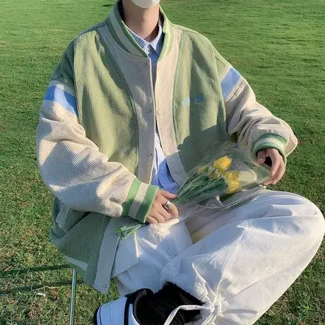 灯芯绒棒球服外套男春秋季美式复古ins潮设计感小众oversize潮牌商品大图