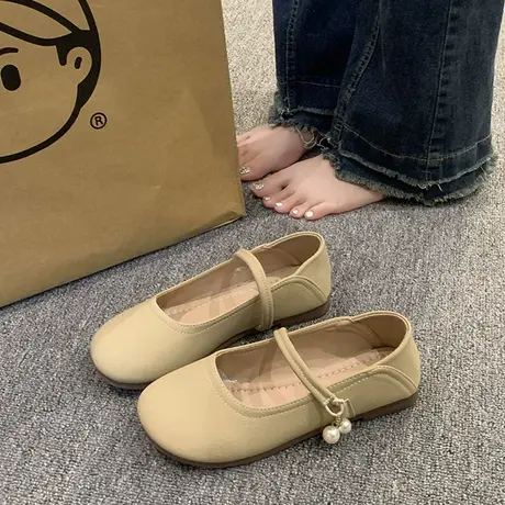 两穿单鞋女2023新款夏季软底一脚蹬玛丽珍小皮鞋法式配裙子豆豆鞋商品大图