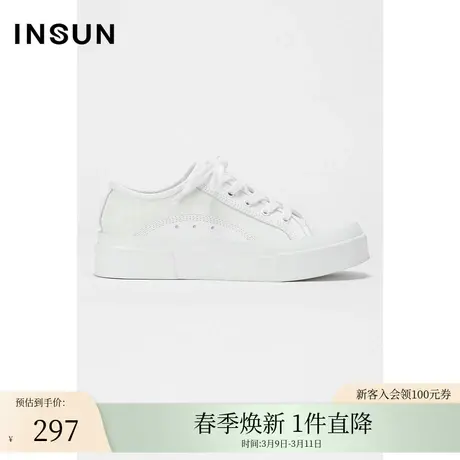 INSUN恩裳夏季牛皮百搭小白鞋图片