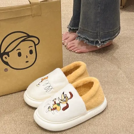 棉拖鞋女冬季可爱玩具总动员室内家居保暖厚底加绒毛毛全包跟棉鞋商品大图