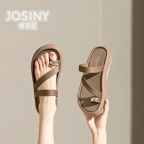 卓诗尼女鞋2024新款夏款拖鞋女外穿人字拖厚底商场同款4J2A50082图片