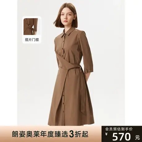 朗姿棉质polo领衬衫连衣裙女秋季新款显瘦裙子设计感小众图片