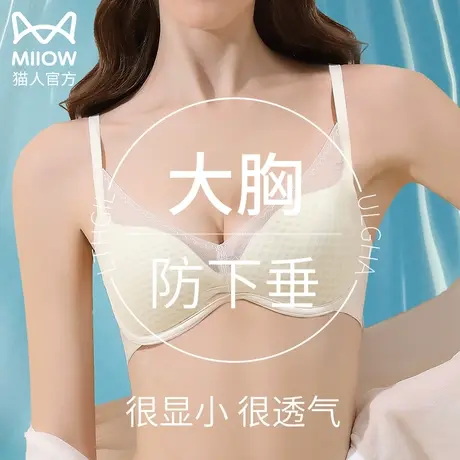 大胸显小胸内衣女薄款夏季胖mm大码收副乳防下垂无痕聚拢文胸运动图片