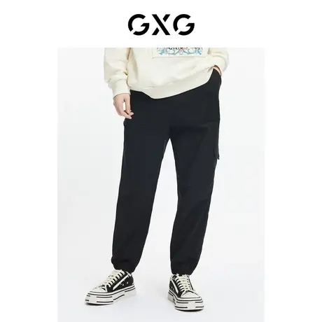 GXG男装 秋季黑色时尚休闲百搭潮宽松口袋工装长裤GC102004H图片