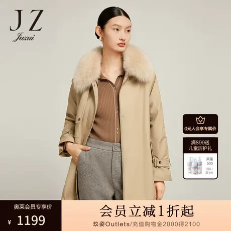 JZ玖姿时尚小香风内胆两穿派克服2022冬季新款翻领棉衣外套商品大图