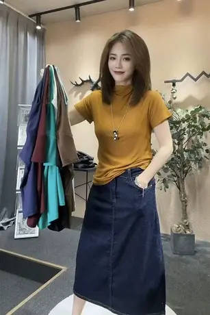 2023夏纯色简约短袖T恤打底衫女修身显瘦百搭半袖上衣莫代尔小衫商品大图