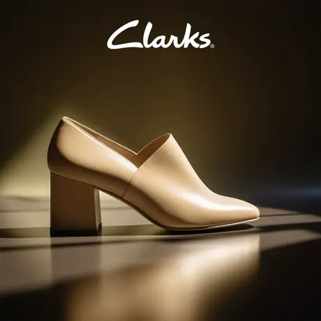 Clarks其乐芙蕾瓦系列女鞋新款2023新款秋季粗跟单鞋女高跟鞋皮鞋图片