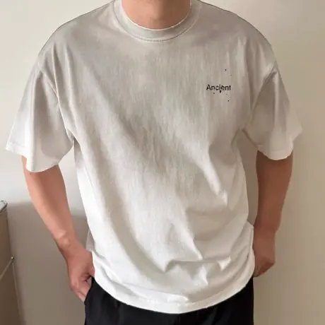 DAEVU大码男装夏季洗旧宽松廓版潮款加肥加大圆领男士短袖t恤半袖商品大图