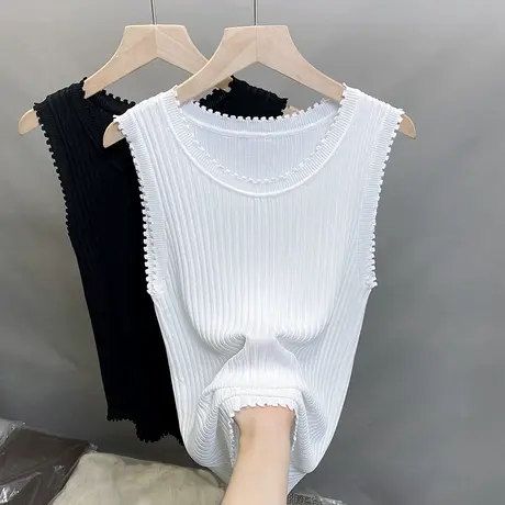 冰丝针织吊带背心女2025春夏秋新款内搭上衣外穿薄款洋气圆领美背图片