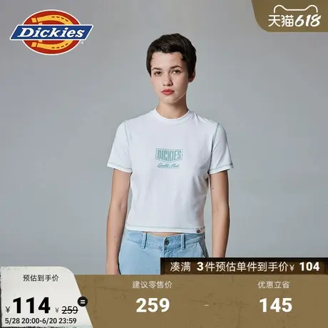Dickies 撞色车线弹性修身内搭休闲春夏女士圆领短袖T恤图片
