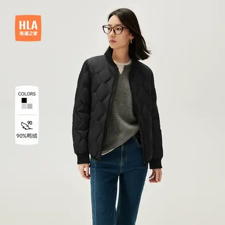 HLA/海澜之家保暖棒球领轻薄远红外羽绒服秋冬季新款休闲外套女装商品大图
