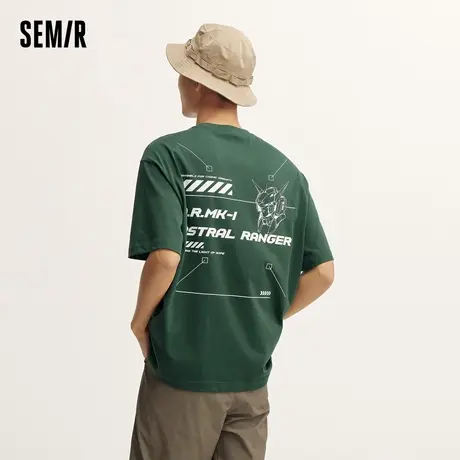森马短袖T恤男2024夏季新款潮流简约印花刺绣上衣情侣宽松体恤酷图片