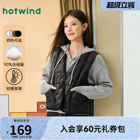 热风羽绒马甲2024年冬季新款女士轻薄羽绒服短款圆领羽绒内搭背心图片