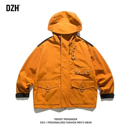 男士秋季工装外套男潮流百搭高级感连帽冲锋衣男款夹克宽松登山服商品大图