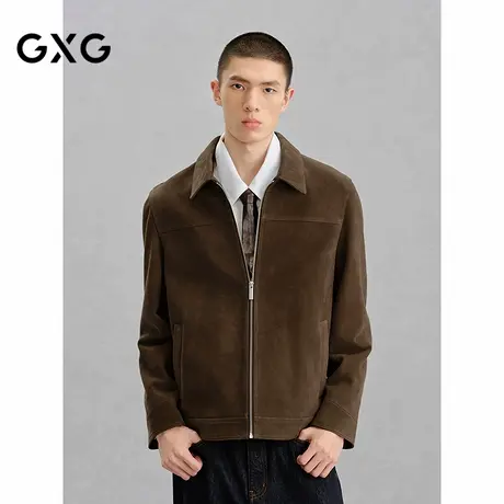 GXG男装 商场同款品质真皮皮衣夹克男外套24冬季新品G24X124002图片