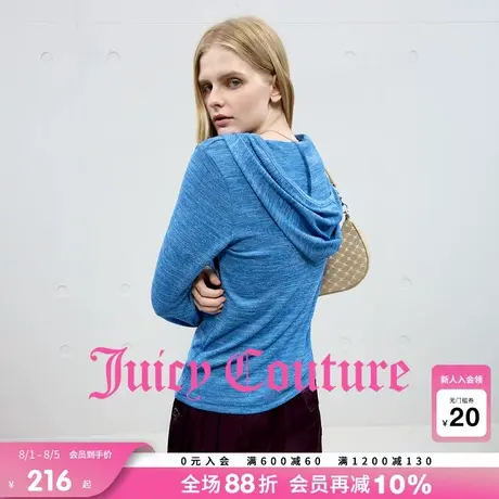 Juicy Couture橘T恤女2025年秋季新款连帽半开襟休闲长袖夏季上衣商品大图