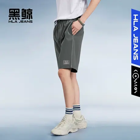 黑鲸HLAJEANS海澜之家旗下潮牌星际熊休闲中裤男腰间抽绳运动风商品大图