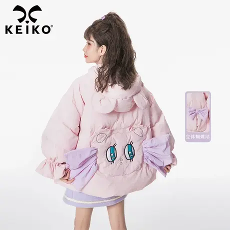 可爱粉色短款连帽棉服女2022年新款甜美冬装气质加厚保暖棉衣外套图片