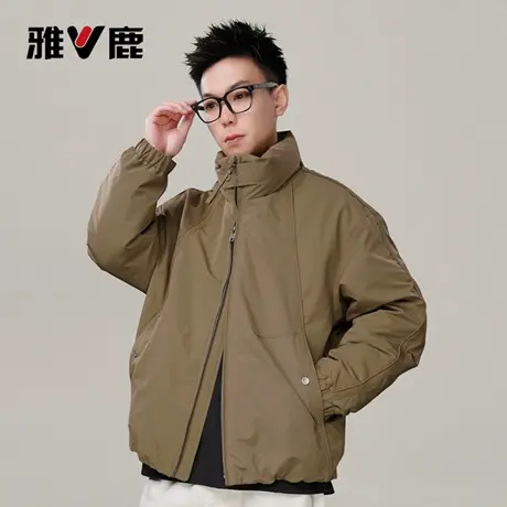 雅鹿男装凯哥短羽绒服时尚美式防寒保暖修身立领官方正品外套图片