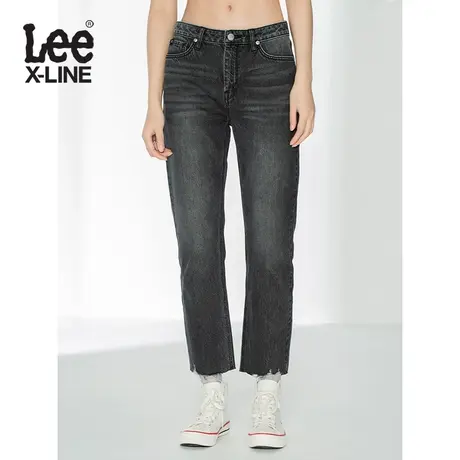 Lee XLINE新品423标准高腰毛边裤脚黑灰色女牛仔裤简约潮流图片
