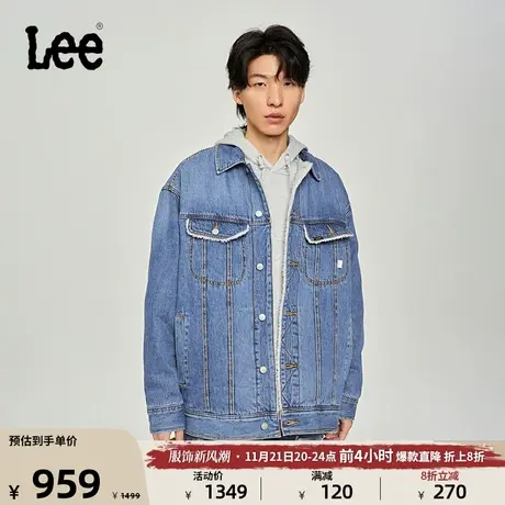 Lee商场同款23秋冬新品舒适中浅蓝仿羊羔绒男牛仔棉服LMT00624710图片