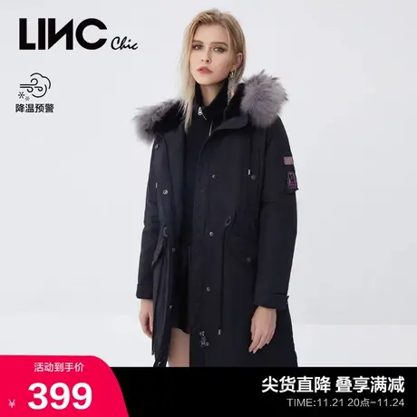 LINCCHIC金羽杰羽绒服中长款女冬季时髦感毛领派克服2044396商品大图