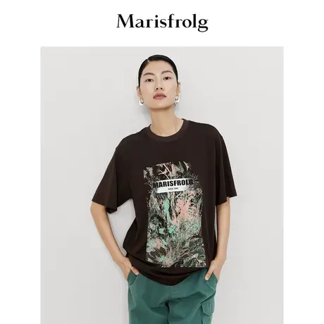 【科技花香面料】玛丝菲尔t恤夏装新款小众设计感休闲短袖女商品大图