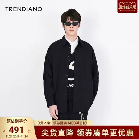 TRENDIANO秋季新款衬衫男士长袖宽松ins潮设计感小众衬衣商品大图