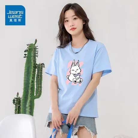 真维斯短袖T恤女夏季2023新款纯棉打底衫oversize宽松短款上衣潮图片