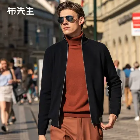 MrBu布先生拉链领羊毛衫开衫男春秋长袖外套BT12300断码商品大图