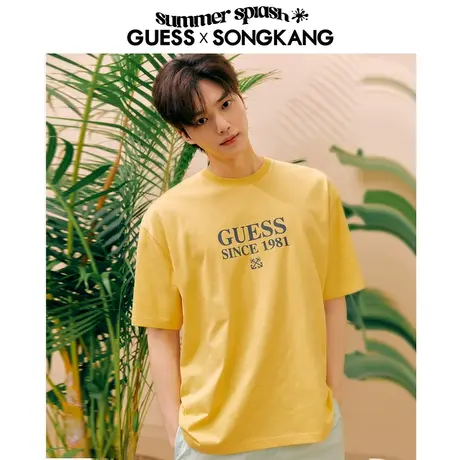 【 明星同款】GUESS夏男士纯色廓形简约重磅T恤-MN2K2483商品大图
