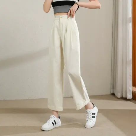 时尚气质修身休闲直筒裤2023年季新款女士高腰显瘦通勤哈伦裤图片